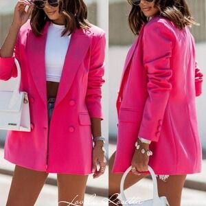 Women's Pink Double Breasted Blazer